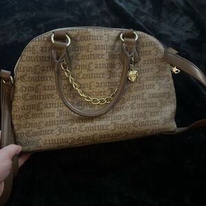 Juicy Couture Gold and Brown Satchel with Monogram Print